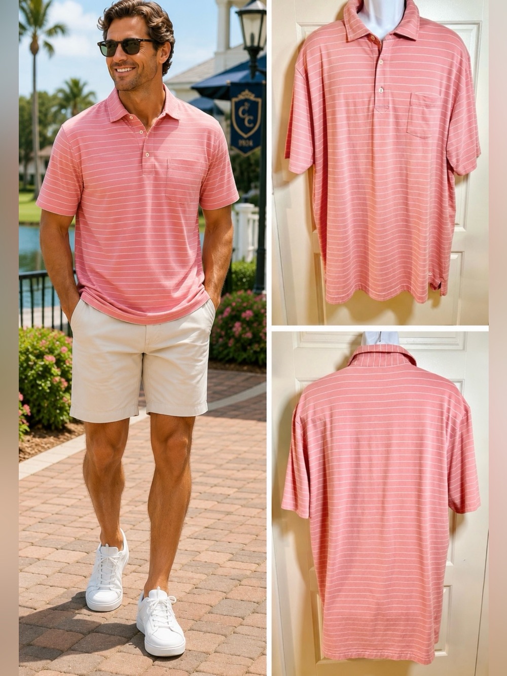 Peter Millar Mountainside Collection  Performance Stretch Polo Pocket Sz XL💛